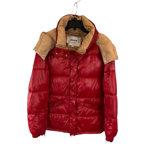 Cropp Red Puffer Jacket Women's XL Hooded Outerwear Winter Coat - Picture 3 of 10